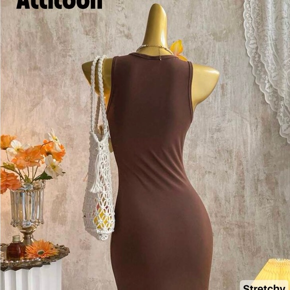 Brown & Black Sleeveless Summer Dress - Picture 2 of 7